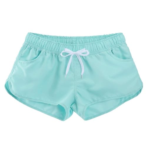 Women's Athletic Casual Beach Shorts Boardshorts Summer Floral Quick Dry Swim Trunks, Turquoise S