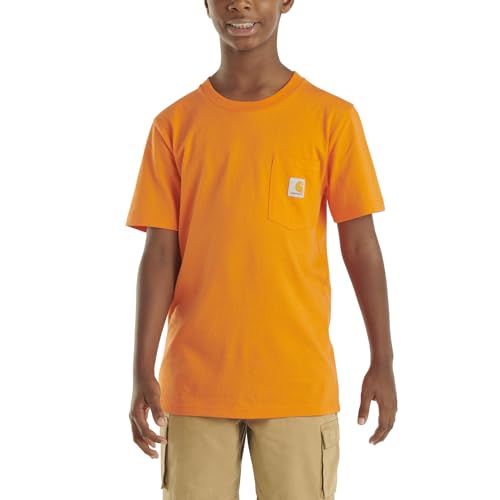 Carhartt unisex-kids Short-Sleeve Pocket T-Shirt, Exotic Bright Orange, Large - image 2