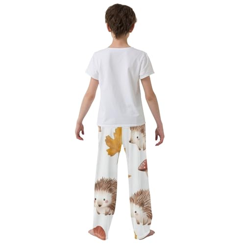 Hedgehog with Leaf Boys Long Pants Soft Trousers Elastic Waist Kids Lounge Bottoms with Pockets S-XL3