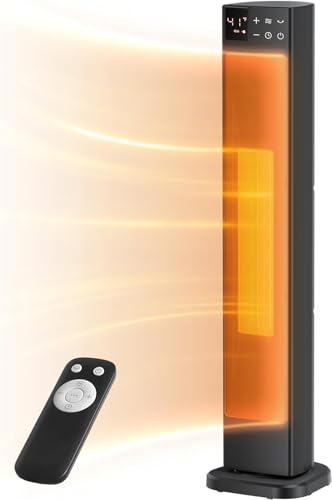 Midea 30 Inch Electric Heater, 2000W Ceramic Tower Heater with Thermostat and Remote Control, 75° Oscillation & 24-Hour Timer, Energy Efficient, Overheat & Tip Over Protection, Quiet Heater for Home