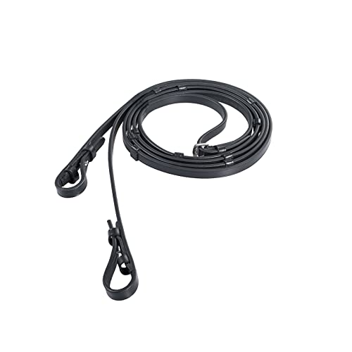 HORZE Laelia Leather Reins with Stops - Black - Horse