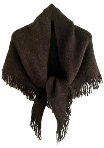Hycurey Fall Winter Shawl Wrap Fashion Wool Solid Color Tassel Triangle Women's Warm Neck Protection Casual Poncho Top Scarf