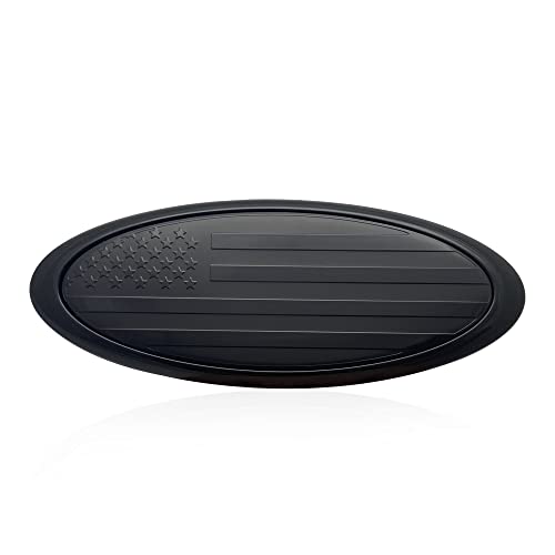 Image of 4.5 Inch American Flag Badge, Front Grill Rear Tailgate Oval Emblem fit for Ford Fiesta Focus EcoSport (Black)