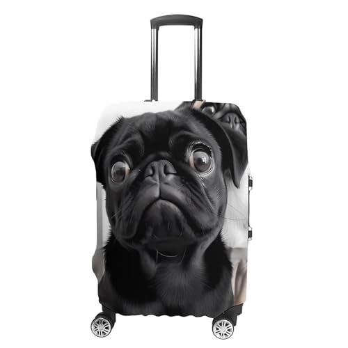 Cute Black Pug Dog Luggage Cover, Washable Elastic Suitcase Cover Protector Fit 18-32 Inch Luggage