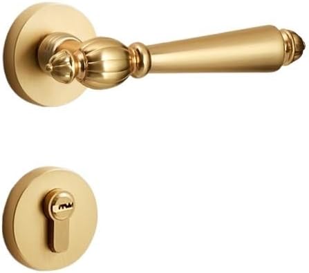 Door Knob Interior Door Handle with Lock Door Lever for Bathroom and Bedroom Zinc Alloy with Mortise Lock and Magnetic Locks Doors Levers(Color2)