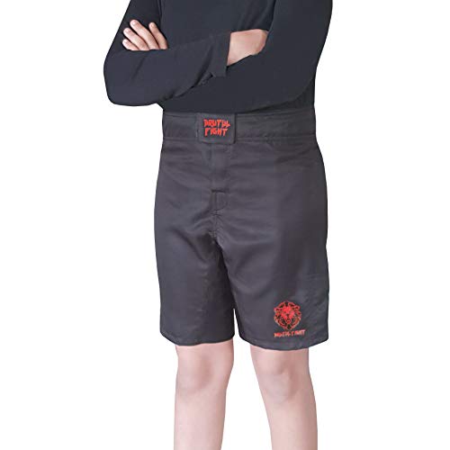 BRUTUL FIGHT Kids MMA Mixed Martial Art Shorts BJJ Training Muay Thai (12) Black
