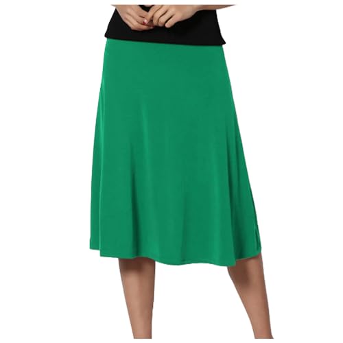 Women's Summer Boho Flowy Midi Skirt Lightweight Casual High Waisted Flared A Line Pull On Work Knee Length Skirts3