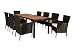 Bestmobilier - Malia - Salon de Jardin 8 Places - en résine tressée - Noir avec Coussins Beiges, Noir / Blanc