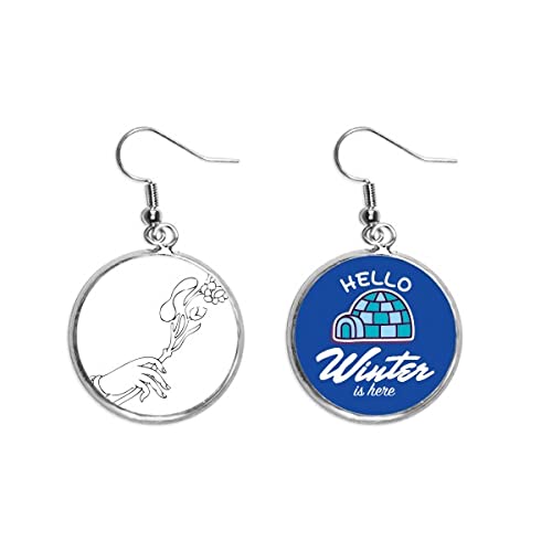 Pendientes de gota con flor de budismo y patrón lineal para invierno