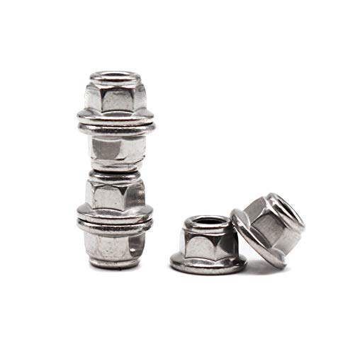 binifiMux 30pcs 304 Stainless Steel M5-0.8mm Hex Flange Nylon Inserted Self Lock Nuts