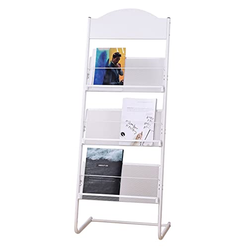 Revistero – Soporte de almacenamiento de documentos de acero con 3 bolsillos, soporte de exhibición de folletos para vestíbulo, exposición y área de venta, organizador de catálogos