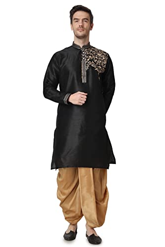 Aakrati Men's Tunic Art Silk Kurta Dhoti Set Indian Mens Designer Kurta Set