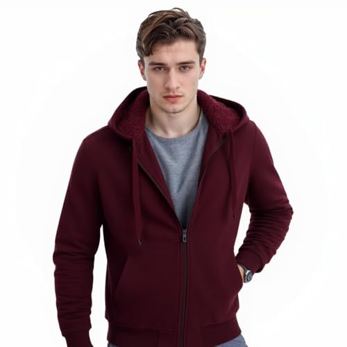 Image of LeeHanTon Men Fleece Jacket Lightweight Sherpa Fleece Jackets Zip Up Hoodie Lined Sweatshirt Coat with Pockets