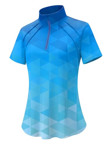 Image of LOMON Womens Golf Polo Shirts Summer Short Sleeve 1 /4 Zip Tops Moisture Wicking Casual Tennis Activewear with Pockets