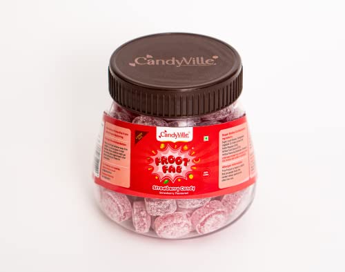 Image of CandyVille Frootfab Strawberry Candy Jar (400 Gram) | Fruit Flavoured Candy