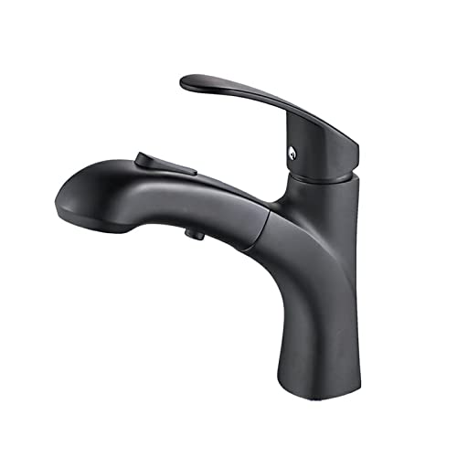 HJCMOONB Bathroom Basin Pull Out Faucets Stainless Steel Faucet Hot Cold Water Mixer Tap 2 Mode Single Handle Kitchen Taps 4056