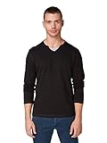 mit Logo-Badge am Saum TOM TAILOR Herren T-Shirts/Tops Getreiftes Langarmshirt Black,M