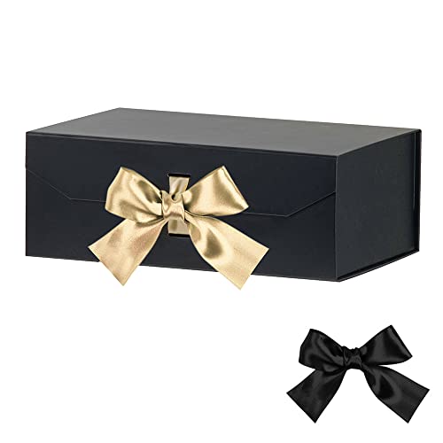Boîte cadeau noire avec ruban 20x17x8 cm fermeture magnétique par GoooodGift