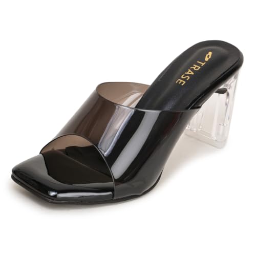 Image of TRASE Transparent Block Heels for Women Stylish | Fashionable Heel Sandals for Girls | Elegant & Formal Footwear