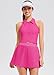 AFZ Women Pleated Tennis Skirt Set Golf Shirt Matching Athletic Skirt Outfits Two Piece Tennis Dresses Hot Pink