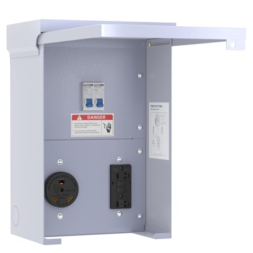 Gravimorph RV Temporary Power Outlet Panel with Breaker ETL Listed 20 30 Amp RV Box RV Electrical Panel Prewired Weatherproof for RV Camper Travel Trailer and Construction Sites.