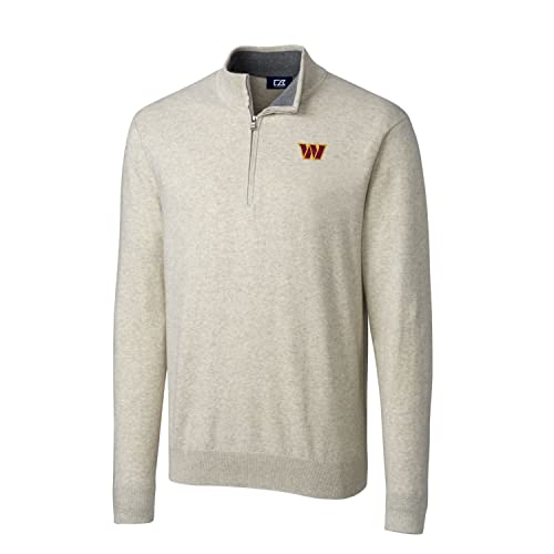 Cutter & Buck Men's Oatmeal Washington Commanders Big & Tall Lakemont Quarter-Zip Pullover Sweater #TOP15