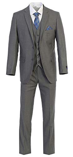 Elegant Men's Modern Fit Three Piece Two Button Suit - Many Colors (62 Long, Gray)2