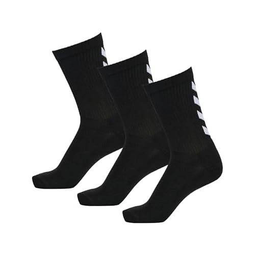 Hummel Socken 3er Set in Grau, Rot oder Blau - REFLECTOR FUNDAMENTAL 3-PACK SOCK - Strümpfe mit Unterstützung für Fußrücken - Sportsocken für Freizeit & Sport, black, 12 (41-45), 22-140-2001