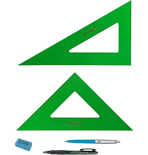 PACK LOTE Faber Castell Técnico - Escuadra 566-25 Cms + Cartabón 666-25 Cms + REGALO