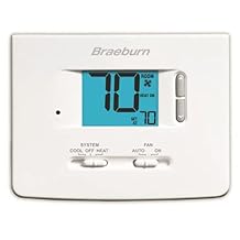 Braeburn 1020NC Thermostat, Non-Programmable, 1H/1C
