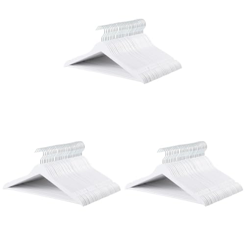 Image of Amazon Basics Wood Suit Clothes Hangers for Closet Organizer, White (Pack of 90)