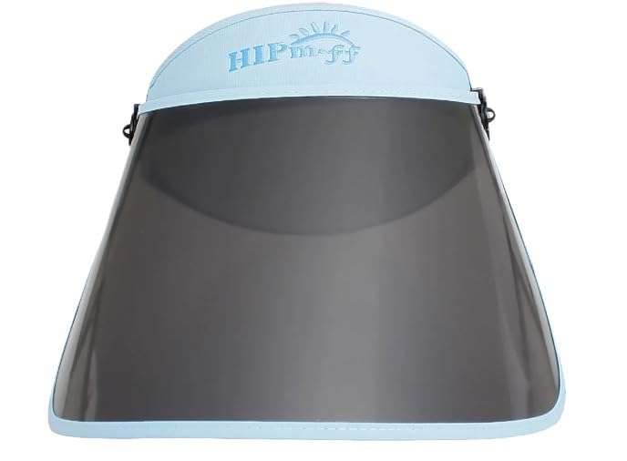 Bahari Blue Luxury UPF 50 Face Shield Sun Visor, Full Face Coverage with Adjustable Clear Shield, Anti-Aging UV Protection (Serenity Blue)