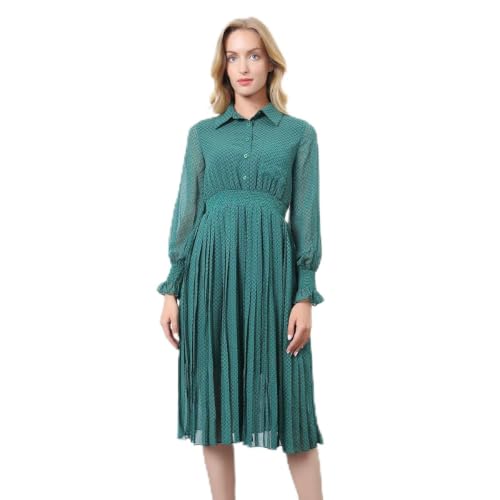 Robe-chemisier rétro vintage coupe midi boutonnée ajustée