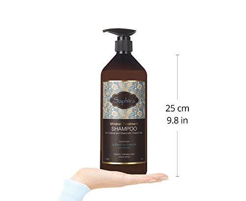Saphira Mineral Treatment Shampoo For Fine, Thin And Color-Treated Hair, Sulfate-Free, Paraben-Free, Strengthens, Volumizes And Defines Weak And Fragile Hair, 34 Ounce, Original Packaging #TOP5