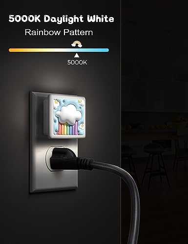 LOHAS Kids Night Lights Plug into Wall [2-Pack], Rainbow LED Nightlight for Boys, Dusk-to-Dawn Sensor, Nursery Plug in Night Light for Kids Room, Ideal Gift for Children, Bedroom Décor - Thumbnail 2