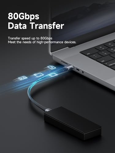Image of Hagibis USB4 cable, 80Gbps Data Transfer, 240W Fast Charging USB-C Cable, 8K@60Hz USB 4 V2.0 Short Cable for iPhone 17 16 15 Pro Max, iPad Pro, Thunderbolt 5 /4 (Straight, 25cm)