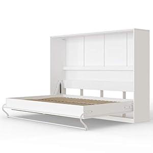 SMARTBett Standard 140x200cm Horizontal Blanco Cómodo | Cama Abatible, Cama De Pared, Cama Plegable, Cama Oculta