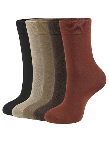 [CLOSEMATE] 靴下 レディース ソックス 通気防臭 5足セット コーマ綿 吸汗速乾 クルーソックス 可愛い 通勤通学 カジュアル 蒸れない 四季適用 22-25cm 黒