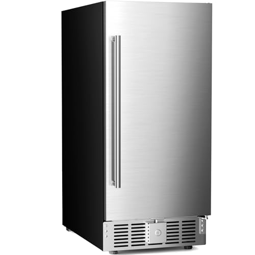 Image of Antarctic Star 15 Inch Undercounter Beverage Refrigerator, 135 Can Built-in or Freestanding Compact Beverage Cooler with Stainless Steel Door, Outdoor Refrigerator for Patio Home Kitchen