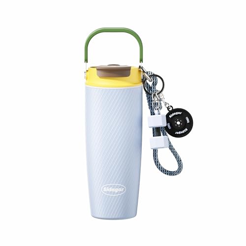 Sidagar 30 oz Stainless Steel Water Bottle, Flip Straw Tumbler