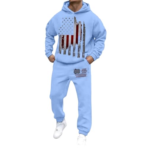 Ensemble veste et pantalon homme XXL ample bleu ciel imprimé relief 3D