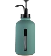 Enra Glass Soap Dispenser with Window,17oz Green Hand Soap Dispenser Stainless Steel Hand Pump,Li...