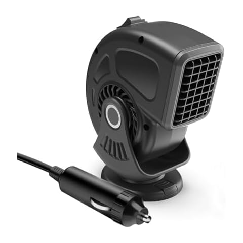 LIYISHUO Car Heater 12V Portable Car Heater and Defroster That Plugs into Cigarette Lighter 2 Gear 360° Adjustable Heating Fan for Car Dashboard Home Office Desktop (Black) Cover