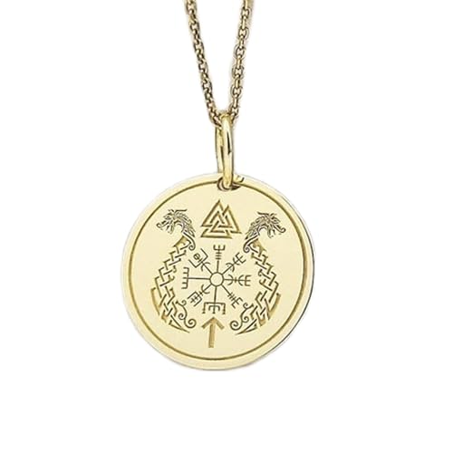 Collier Viking Drakkar Vegvisir LKBEADS argent plaqué or, le cadeau mixte idéal