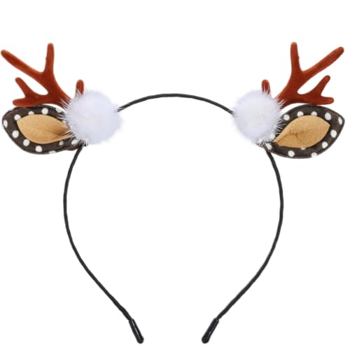 Komotu Deer Reindeer Antler Fawn Horn Ears Headband for Christmas Halloween Women Costume Hair Accessories