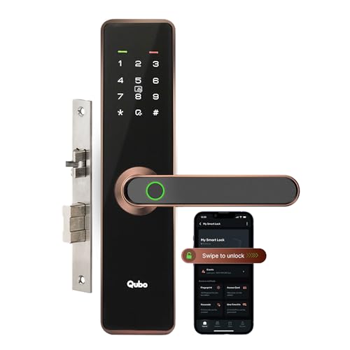 Image of QUBO Smart Door Lock Essential Copper from Hero Group | 7-Way Unlocking | Mobile App | Fingerprint | OTP Remote Unlocking | PIN | RFID Card | Mechanical Key | 2 Year Brand Warranty |