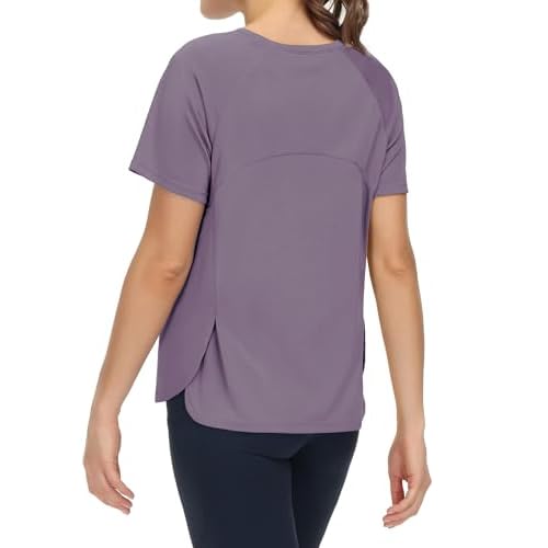 THE GYM PEOPLE Women’s Short Sleeve Workout Shirts Lightweight Quick Dry Athletic Tops with Side Slits