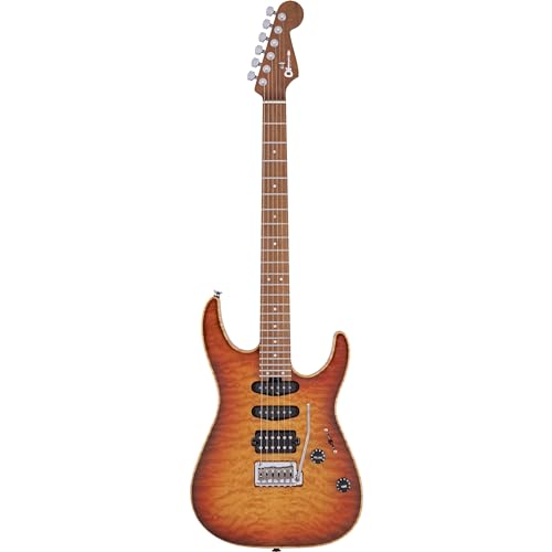 Charvel USA Select DK24 HSS 2PT CM QM Autumn Glow – Guitare Électrique Personnalisée - Les Beatles, Paul McCartney, John Lennon, RIngo Starr, George Harrison Charvel USA Select DK24 HSS 2PT CM QM Autumn Glow - Guitare Électrique Personnalisée