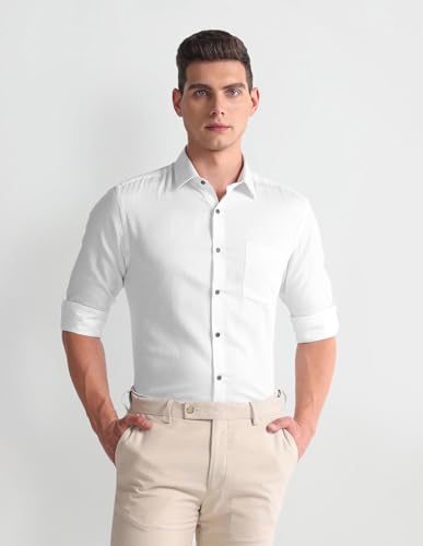 Image of Arrow Slim Fit Mens Formal Shirt - 100% Cotton, Breathable & Comfortable, Full Sleeves Shirts for Men