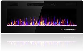 36 Inch Electric Fireplace Insert Ultra-Thin - Recessed & Wall-Mounted Fireplace Heater with Thermostat, Adjustable Flame, Remote Control - Linear with Timer, Touch Screen, 750/1500W
